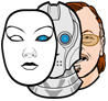 Personified Systems logo -- 3 faces: a robot with a mask in front and a human behind it.